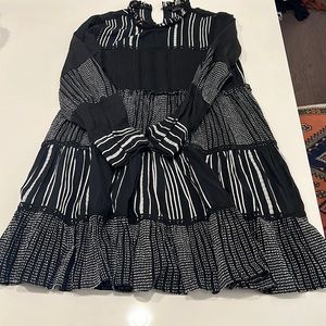 Zara Peasant Dress with Tiers and Crochet Lace Detail